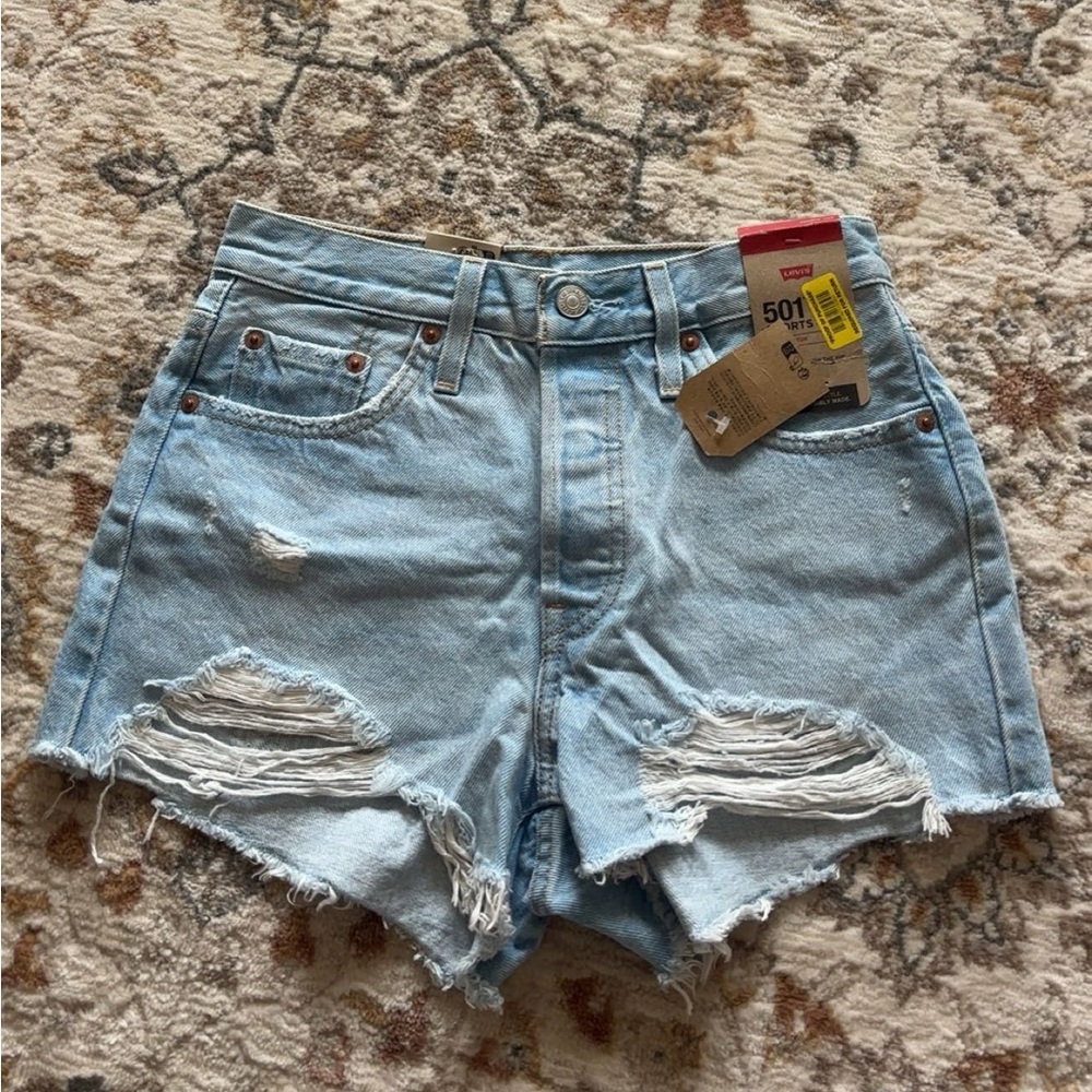 Levi's Women's Distressed Light Blue Jean Shorts